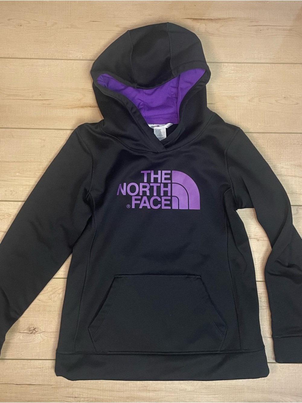 The North Face Women’s Black Hoodie with Purple Logo Sz Medium